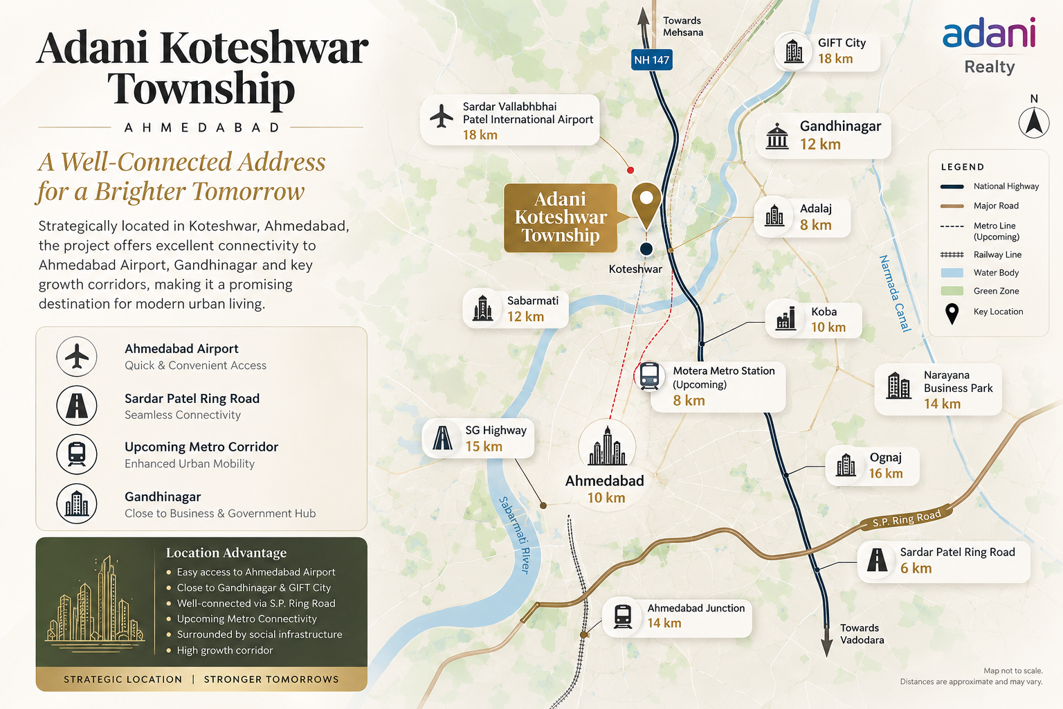 Adani Koteshwar Township Location Map Ahmedabad