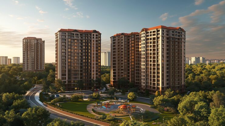 New launch residential towers in Bapunagar, Ahmedabad, artist impression